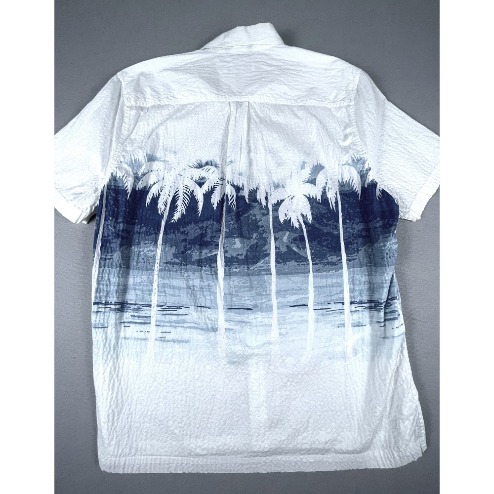 Tommy Bahama Shirt Mens L White Blue Palm Tree Seersucker Button Up Tropical - Picture 7 of 7